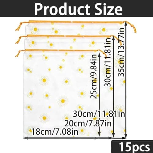 15Pcs Shoe Bags for Travel, 3 Sizes Dust Proof Shoe Drawstring Bags — view 2