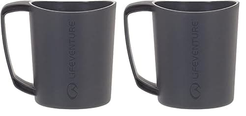 Lifeventure Ellipse Reusable Big Mug for Camping, Travel & Outdoor - Graphite, 450ml (Pack of 2)