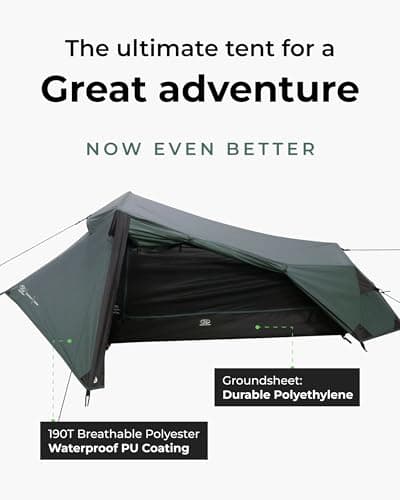 Highlander Blackthorn 1 Person Tent – Lightweight & Waterproof. 4 Season Tent for 1 Person. Quick And Easy Pitch Ultra Low-Profile for Hiking, Fishing, Cyclists & Backpacking — view 2