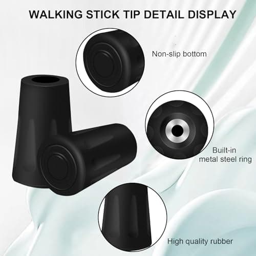 4Pcs Walking Stick Tip Trekking Pole Tips Replacement Protectors Rubber Tip — view 3