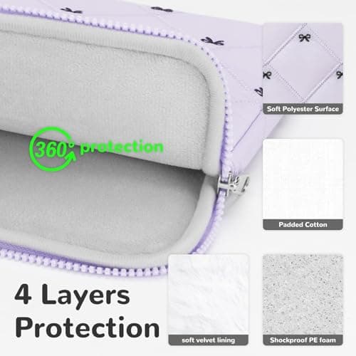 JoJoar 15-16 Inch Lightweight Bow Puffy Laptop Sleeve Case Laptop Bag Girl — view 2