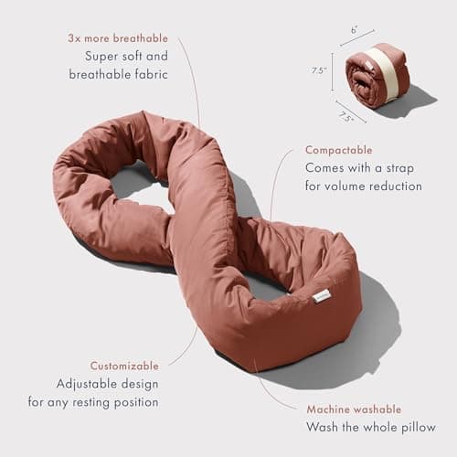 Huzi Infinity Pillow - Travel Neck Pillow - Versatile Soft 360 Support Scarf - Machine Washable - Home Travel Flight Road Trips (Terracotta) — view 3