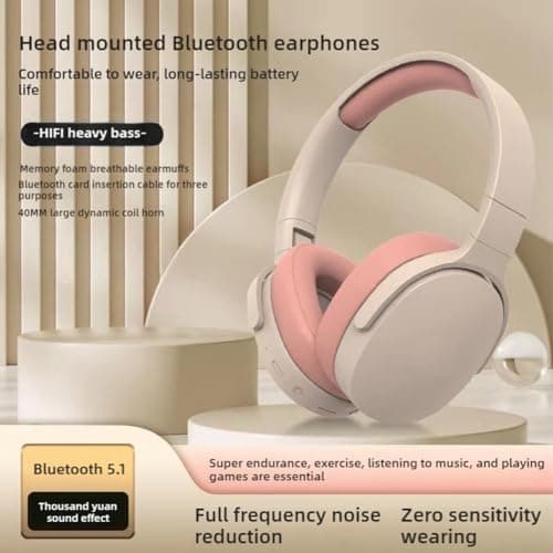 Wireless Headphones, Over Ear Headphones, Foldable Noise Cancelling Headset, Lightweight Comfortable for Travel, Office, Gaming and Music (Orange) — view 3