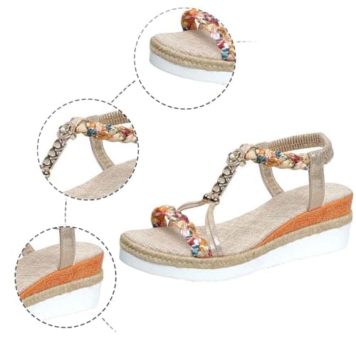 Generisch Women Comfortable Slip On Sandals Casual Beach Hiking Shoes Breathable Open Toe Wedge Heel Casual Spring Summer Autumn, gold, 4 UK — view 4