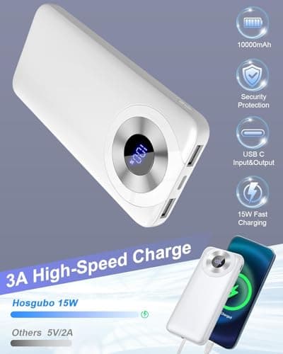 Power Bank Fast Charging, 3A Portable Charger 10000mAh, Small Battery Pack USB-C In & Out, Lightweight Powerbank with Built in Cable for iPhone 17/16/15/14/13, Samsung Galaxy, Xiaomi, Android etc — view 6