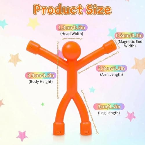 SiumPklay Magnetic Fidget Travel Toys for Kids - 12 Pc Mini Man Magnet Set with Hands & Feet Magnets in 10 Colours, Fun Sensory Toys, Fridge & Whiteboard Magnets, Durable 2.75" Inch Gifts — view 2