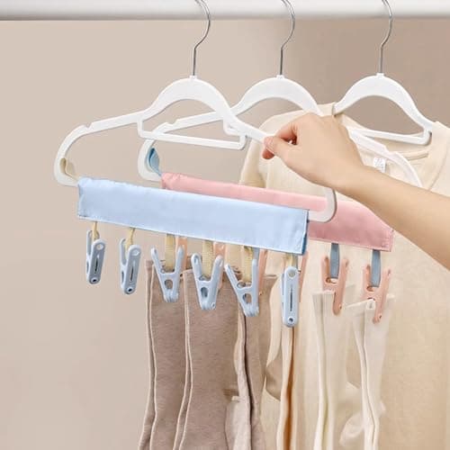 Muzrunq Travel Hangers, Portable Foldable Hangers with 6 Clips for Swimsuit Towel & Sock Space-Saving Drying Rack for Hotels, Camping. — view 4