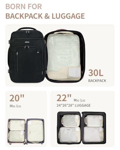 ECOHUB 4pcs Compression Packing Cubes, Suitcases Organiser Bag with Tag, Recycled Travel Bags Organiser for Backpack, Tear-resistant Packing Organiser for Carry On Luggage, Beige (Patent Pending) — view 6