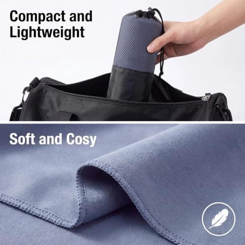 Gusmigus Microfibre Towel Set of 3 with Transport Bag, Microfibre Sports Towel, Quick-Drying Microfibre Towel, Travel Towel, Bath Towel for Fitness, Sports & Sauna (Dark Blue) — view 4