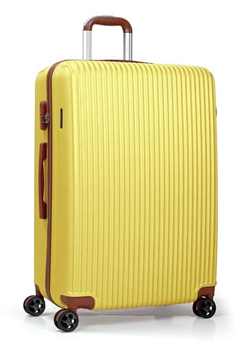 CALDARIUS Hardshell Luggage | Durable Suitcases | Lightweight & Secure with Combination Lock | Smooth 4 Dual Spinner Wheels | Ideal Travel Bag & Luggage Sets (Yellow, Large 28")