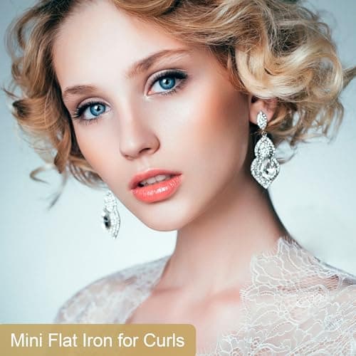 ANGENIL Ultra Mini Titanium Ceramic Flat Iron for Short Hair, Mini Dual Voltage Hair Straightener 1.8 cm, Small Pink Flat Irons Anti-Scald Silicone Heat Resistant, Adjustable Temp (140℃- 160℃ -190℃) — view 4