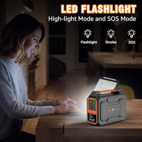 Powkey 100W Portable Power Station 97.68Wh/ 27000mAh,Outdoors,Orange — view 5