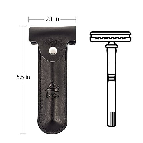 Genuine Leather Case Razor Protective Travel Case RIVERLAKE for Safety Razor's Double Edge Safety Case Cover Shaving Pouch Holder/Travel Case, Black — view 5