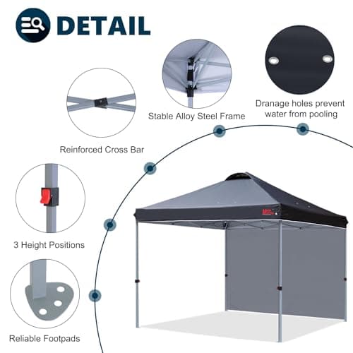 MASTERCANOPY Pop-up Gazebo Tent with 1 Sidewall (3x3M,Black) — view 4
