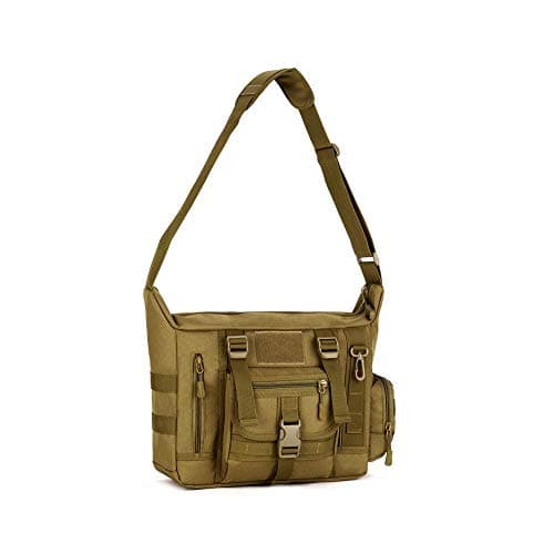 GYDEHUTJ A4 14inch Waterproof Military Tactical Cross-body Laptop Bag,Camo Man's Messenger Bag, Molle Outdoor Travel Sling Shoulder Bag