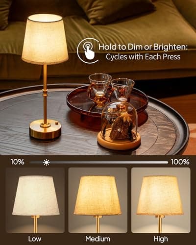 EppieBasic Rechargeable Cordless Table Lamp, Linen Shade, 2700K Dimmable — view 5