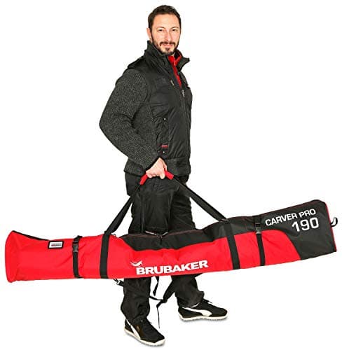 Ski Bag Carver Pro Brubaker Ski Bag – 5 Colours – 170 cm or 190 cm - Padded Ski Bag With Zip Fastener, black/red — view 3