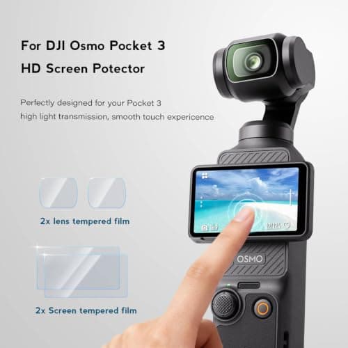 TYUANDOUER Protective Case for DJI Osmo Pocket 3 / Xtra Muse Camera, Soft Silicone Cover with 2 Screen & Lens Protectors, Full Body Anti-Scratch Slim Fit Accessories for Pocket 3 (Beige Apricot) — view 5