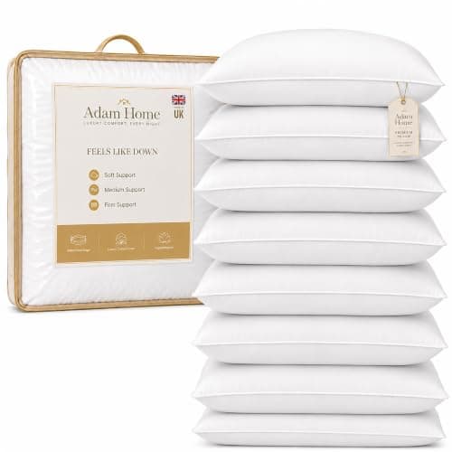 Adam Home Pillows 8 Pack Hotel Quality Pillows Side Sleeper Bounce Back Bed Pillow Quick rebound & Dust Proof Resistant Premium Filled Pillows Pack of 8