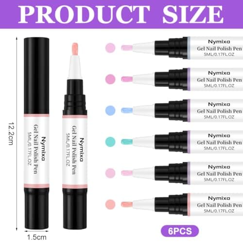 HOTUT 6PCS 3-in-1 Gel Nail Polish Pens Set, Quick Dry Nail Varnish Pens — view 2