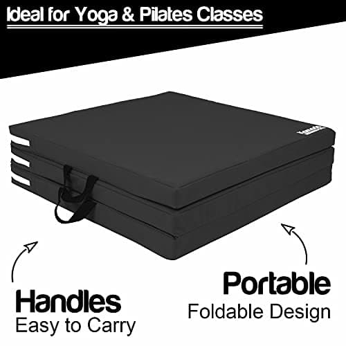 Komodo Tri Folding Yoga Mat 6ft Padded Pilates Floor (Black) — view 2