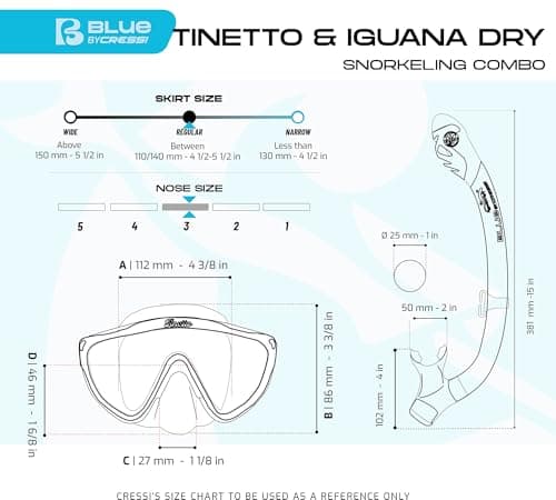 Cressi Tinetto & Iguana Dry Blue Navy/Ice Cyan - Kids Snorkeling Kit (Mask & Snorkel) for Children from 6 to 10 Years Old, Blue Navy/Ice Cyan — view 4