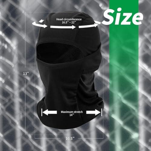 LONGKING Thick Balaclava Ski Face Mask, UV Protector Windproof Lightweight Neck Warmer for Motorcycle Cycling, Skiing, Snowboarding, Black — view 4