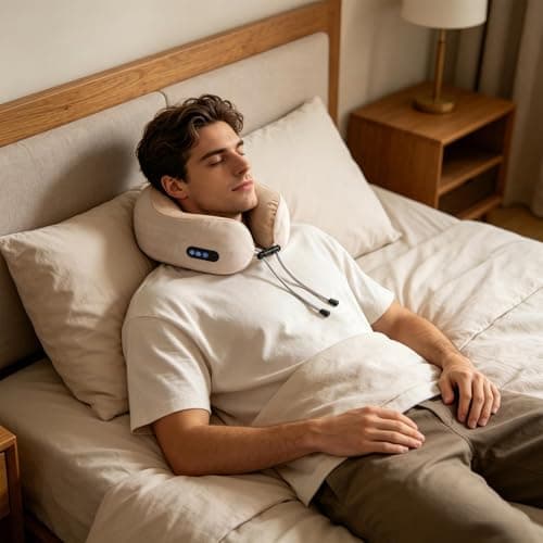Neck Massager Pillow, 3 Levels Electric Ergonomic Quiet Support with Heat, Plane Neck Pillow, Watching TV Travel Daily Break Naptime Sitting Bed Sofa Office Home Road Trip — view 3