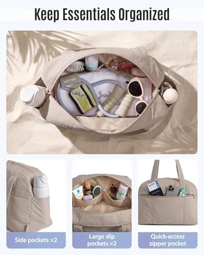 LIGHT FLIGHT Women's Gym Bag 24L Travel Bag with Small Makeup Pouch Lightweight Sports Bag Underseat Cabin Bag Carry on for EasyJet Ryanair Waterproof Weekend Overnight Handbag Brown — view 4