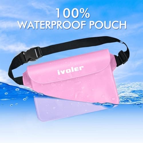 ivoler [2 Pack Waterproof Phone Case & Pouch Set, IPX8 Dry Bag with Waist Strap for Beach, Swimming, Kayaking, Fits iPhone 17 16 15 Pro Max, Samsung S26 S25 Ultra, Up to 7.0" - Light Pink — view 4