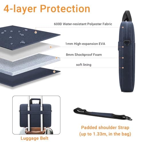 TECOOL 14 Inch Laptop Bag, Waterproof Laptop Case Sleeve Messenger Bag — view 3