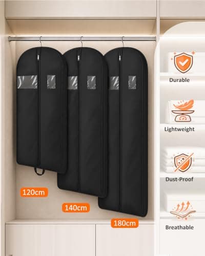 2 Pack Dress Bags Covers Long 55''(140cm), Travel Suit Covers with Handle — view 3