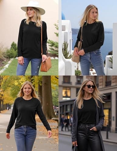 Crewhpo Womens Thermal Tops Long Sleeve Crew Neck Winter Base Layer Shirt — view 4