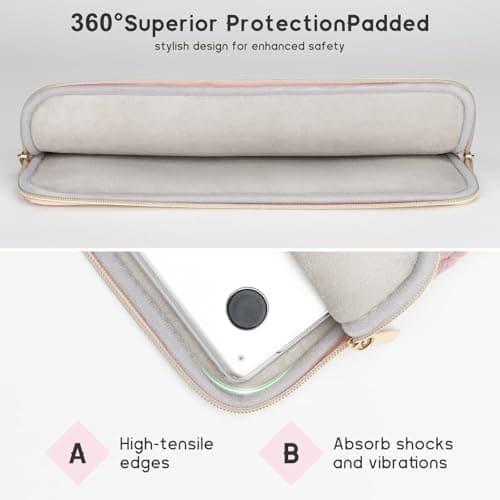 Songbala Laptop Sleeve 13-14 Inch Cover Protective Case Compatible with 14” MacBook Pro M3/M2/M1 13-14” Chromebook Notebook Computer, Slim Waterproof Padded Case with Pocket, Pink — view 3