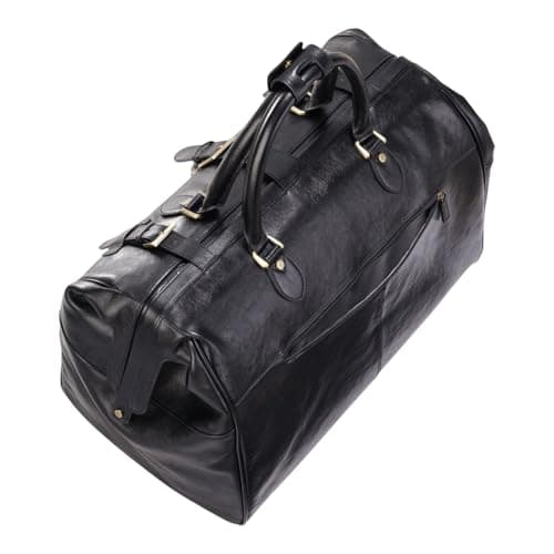 Genuine Leather Duffle Bag Weekender Large Travel Holdall - Black 49 x 39 x 29 cm — view 6