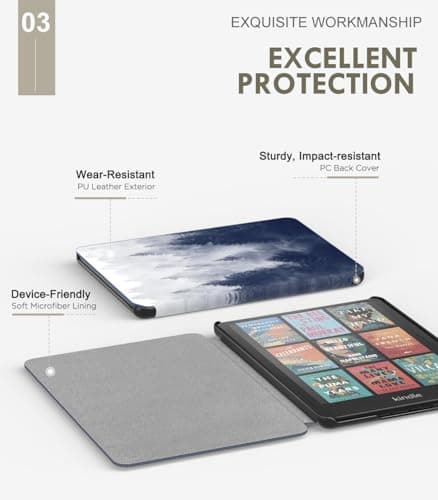 MoKo Case for 7" Kindle Paperwhite 12th Gen 2024/Colorsoft,Gray Forest — view 4