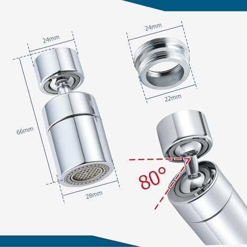Peppermint Tap Aerator Chrome 80° Adjustable with 2 Functions for FM22/M24 — view 5