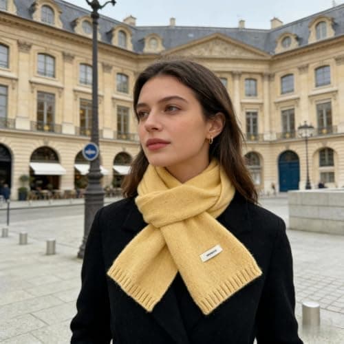 Kovake Winter Wool Scarf Warm Cashmere Scarf - 100% Wool - Soft Knitted Scarf Autumn Winter Solid Versatile Shawl Neck Wrap for Women Mens, 160 x 20 cm (Yellow) — view 5