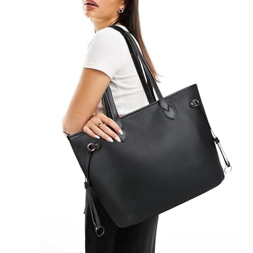 AOSSTA Tote Bag for Women Large Soft Faux Leather Shoulder Bag with Zipper — view 2