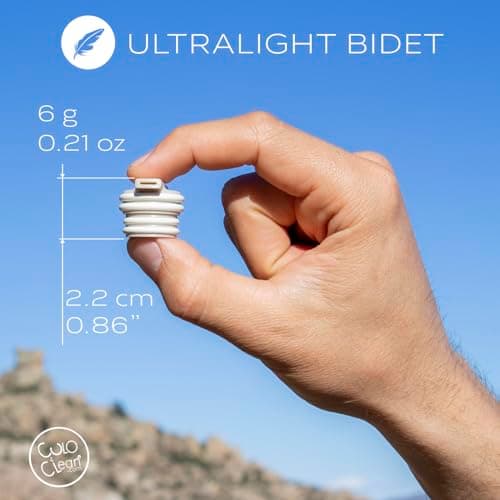 CuloClean Ultralight Desert (6 g / 0.21 oz) Portable Bidet for Toilet, Travel, Backpacking, Hiking or Camping – Uses 30% Less Water – Fits Most Plastic Bottles. (Ultralight Desert, 1pcs White Sand) — view 2