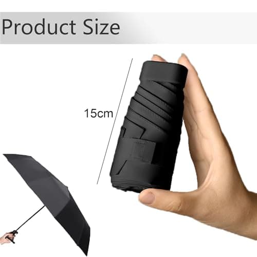 Windproof Mini Travel Umbrella with UPF50+ Protection, 6 Ribs, Compact Folding, Portable UV Protection, Includes Storage Box — view 2