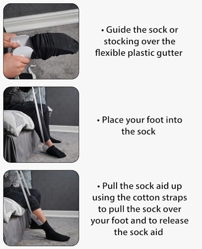 Aidapt Gutter Style Sock Aid,Easy Pull On Assistance for Elderly,Back Pain,Disabled,Hip Replacement,Post Surgery,Guidance Straps,Dressing Aid,Compression Socks,Pregnant,Flexible — view 3