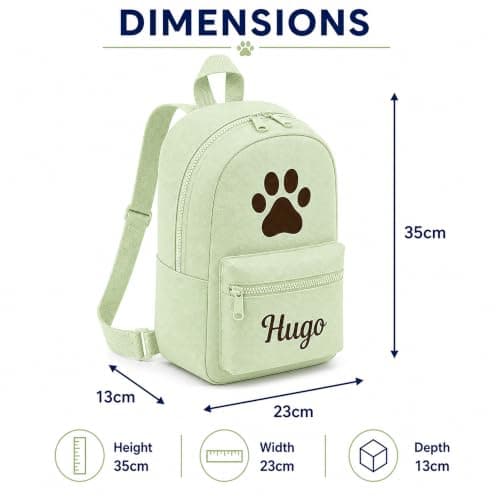 Hoolaroo Personalised Dog Bag Dog Walking Rucksack Doggy Daycare Backpack 35x23cm – Custom Name Pet Travel Organiser for Walks, Daycare, Hikes – Lightweight, Durable & Water-Resistant, Green — view 3