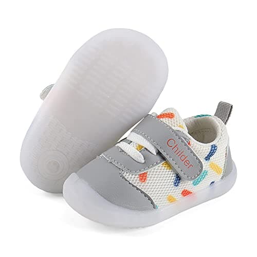 MASOCIO Baby Shoes Boys Girls First Walking Toddler Trainers Sneakers Pre Walker Boy Infant 18-24 Months Size 4.5 UK Child Grey — view 5