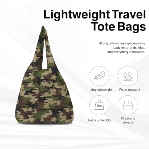 NANOPLUS Ultimate Foldable Travel Tote Bag - Reusable Shopping Bag - Compact & Portable & Lightweight (Camouflage, 19L) — view 4