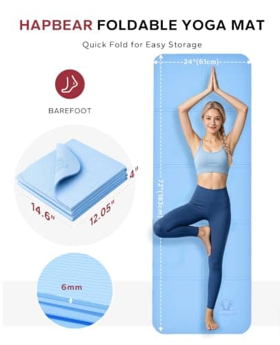 HAPBEAR Foldable Yoga Mat - 183×61cm×6mm, Includes Carry Bag — view 2