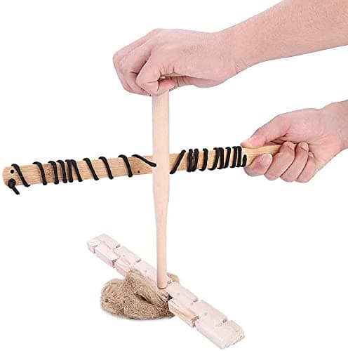 Namvo Bow Drill Kit Fire Starter Primitive Wood Survival Practice Friction Fire Tool Scout Outdoor Activity Kits Funny Primitive Survival Accessory for Teaching Outward Bound Training — view 2