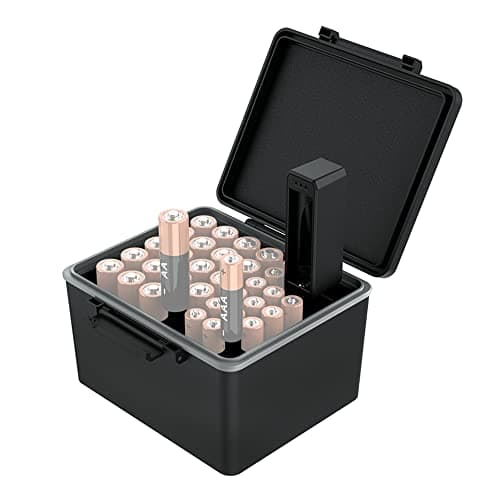 JJC 34 Slot AA AAA Battery Storage Case Water-Resistant Holder with Tester