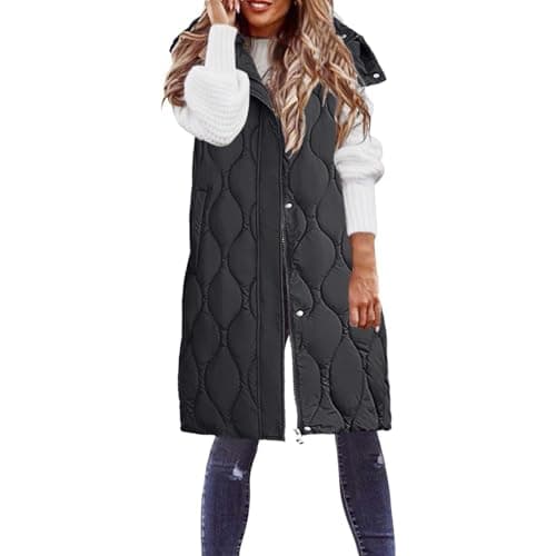Cocila Lightweight Gilets Womens Sleeveless Down Vest Packable Coat (Black, M) Jackets For Women Uk Cream Women'S Jumpers Ladies Thermal Vests Red Cardigan Zip Up Fleece Pink Jacket Heating