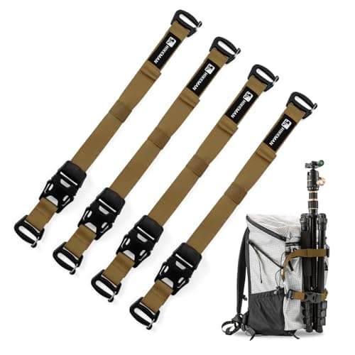 HIKEMAN Tactical Rush Tier System - Adjustable Molle Backpack Straps,Fastening Straps with Buckle Clips,Outdoor Compression Bundling Straps,Expansion Module Accessory Luggage Strap(Khaki)